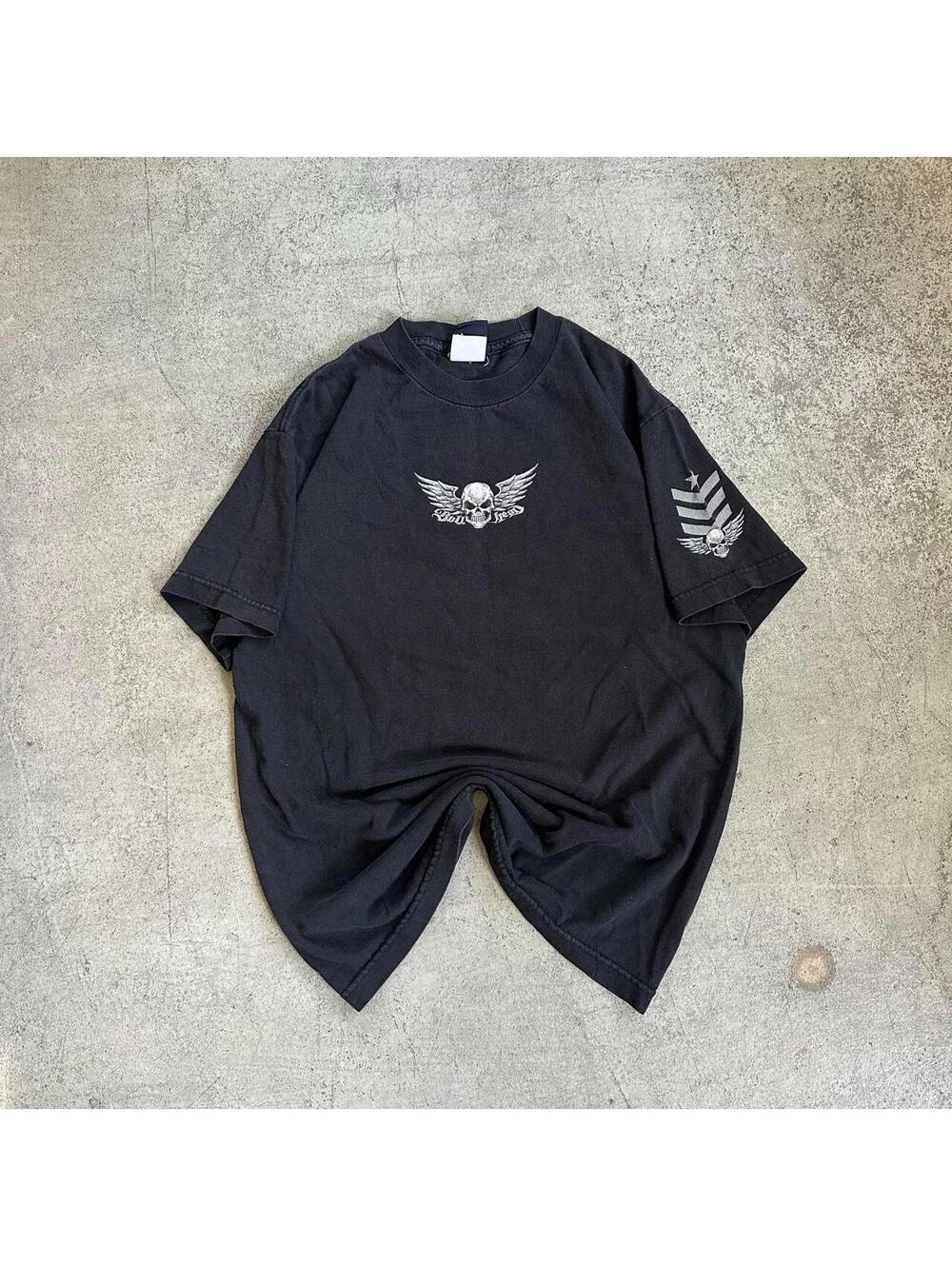 Vintage Y2K Bullhead Skull Military Girl Graphic T Shirt